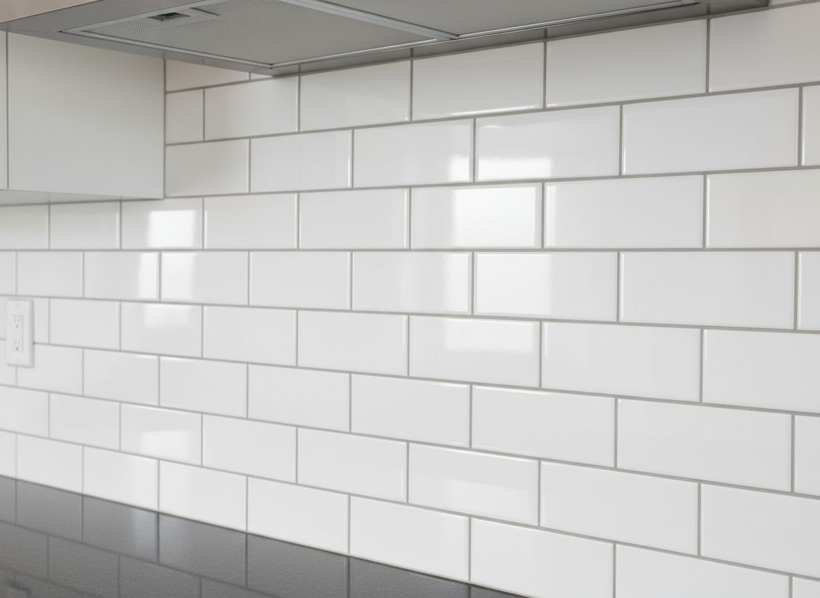 Clean subway tile backsplash with crisp grout lines
