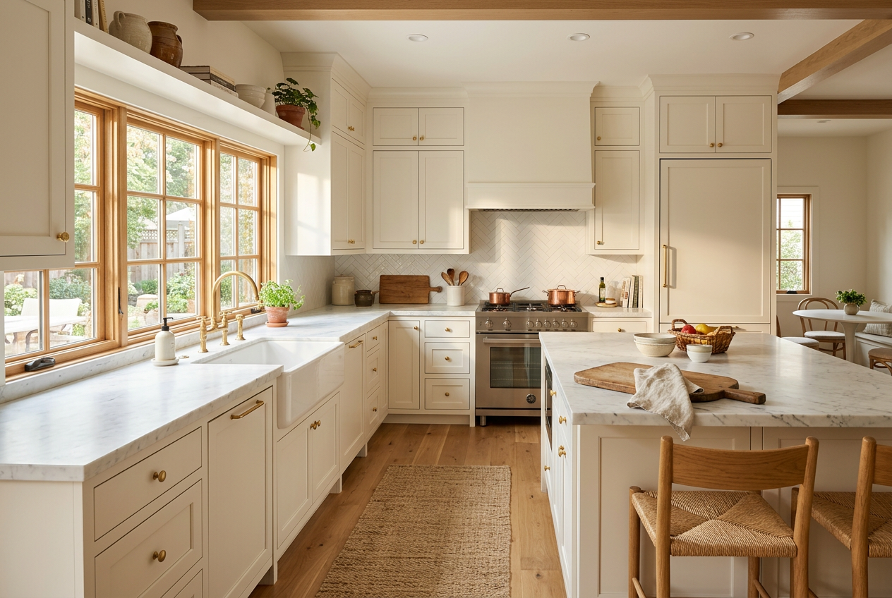 Bright kitchen with painted cabinets in a flawless, durable finish